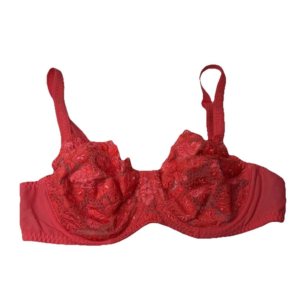 Valentino Intimo Red Floral Lace Unlined Balconette Underwire Bra